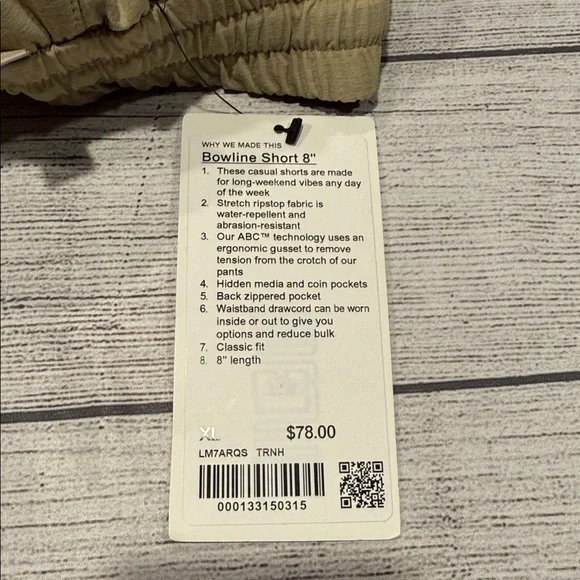 🍋Men’s Lululemon Bowline Short 8” Size XL trench M7ARQS🍋